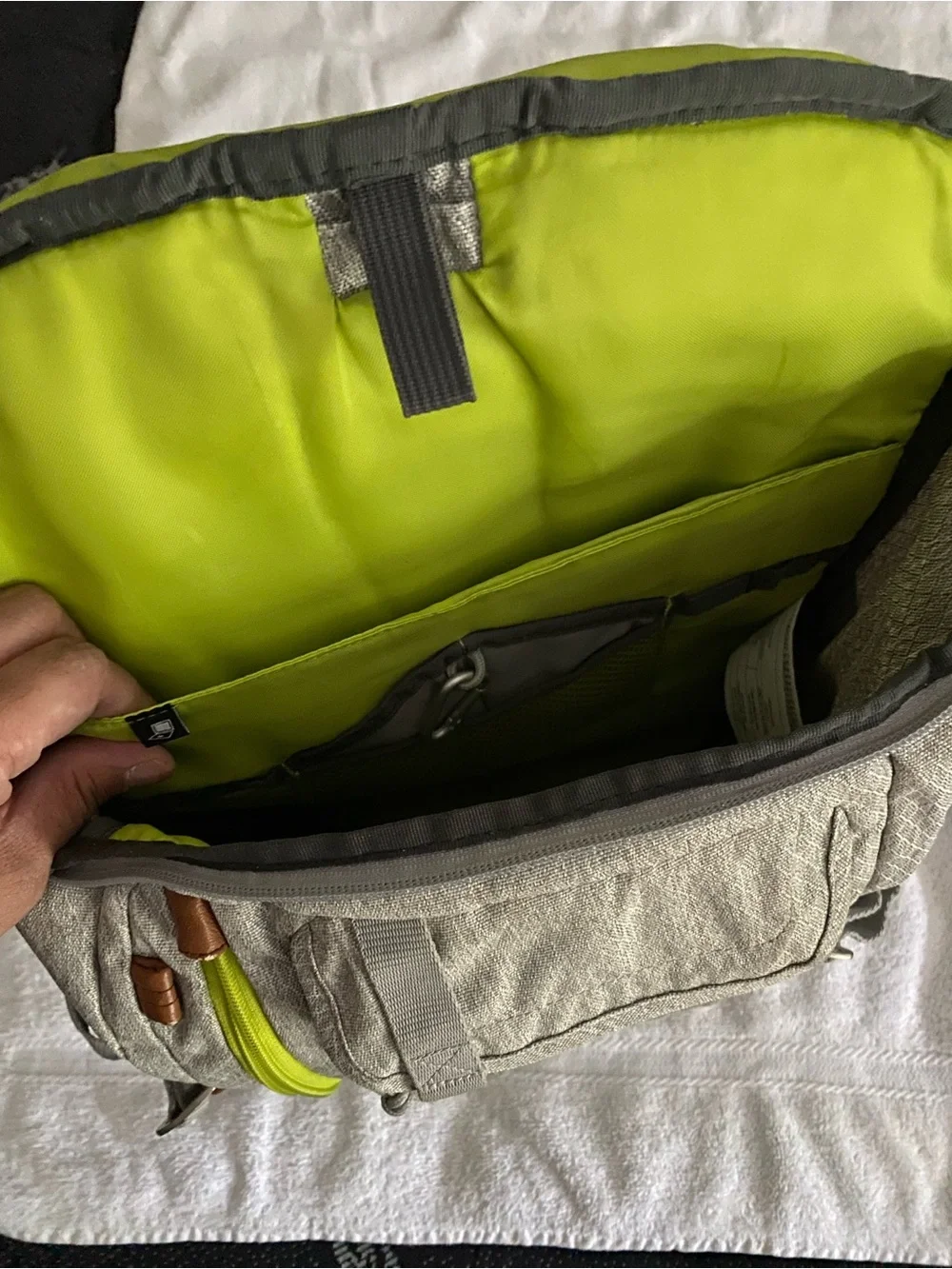 RARE! Jansport Light Gray Backpack with Neon Yellow Accents RARE!
